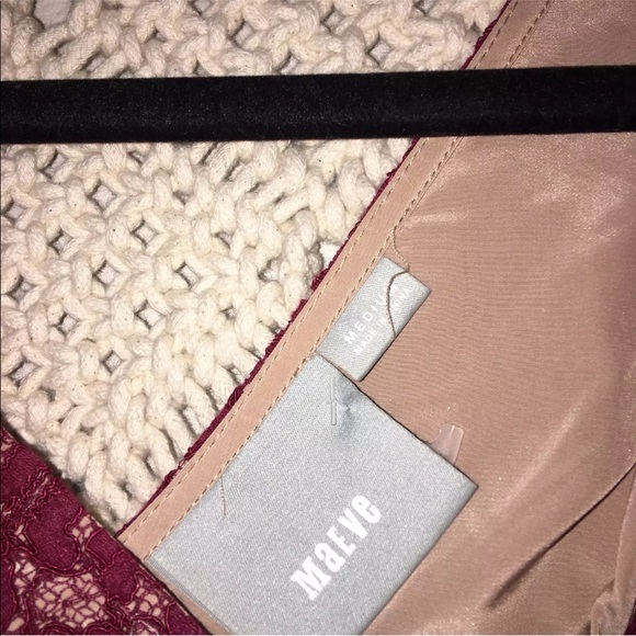 Anthropologie Wine Red Lace Peplum Top - Picture 4 of 7